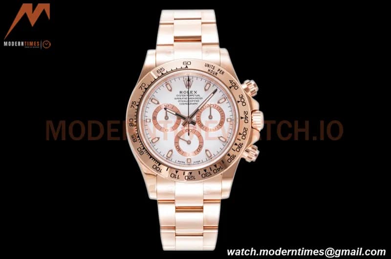 Rolex - Daytona 116505 40mm 904L RG/RG Wht/Stk King SH4130