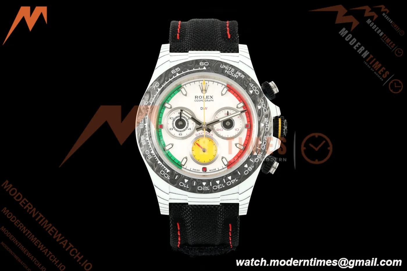 Rolex - Daytona 40mm DiW Ferrari Edition White Carbon Fiber FC/NY Red/Grn/Yelw White Dial DIWF DD4801