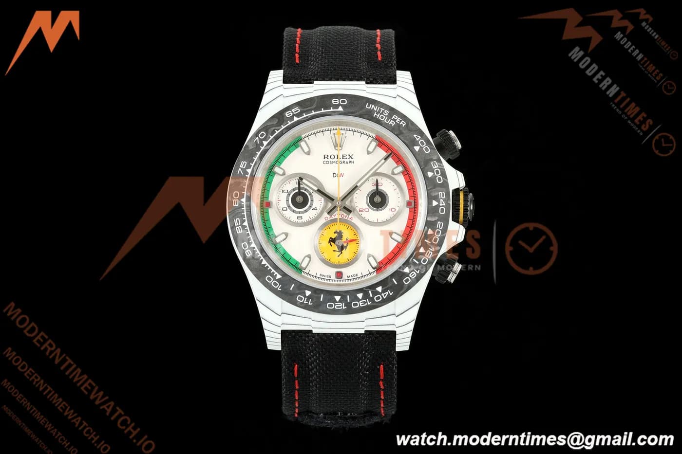 Rolex - Daytona 40mm DiW Ferrari Edition White Carbon Fiber FC/NY Red/Grn/Yelw White Italy Dial DIWF DD4801