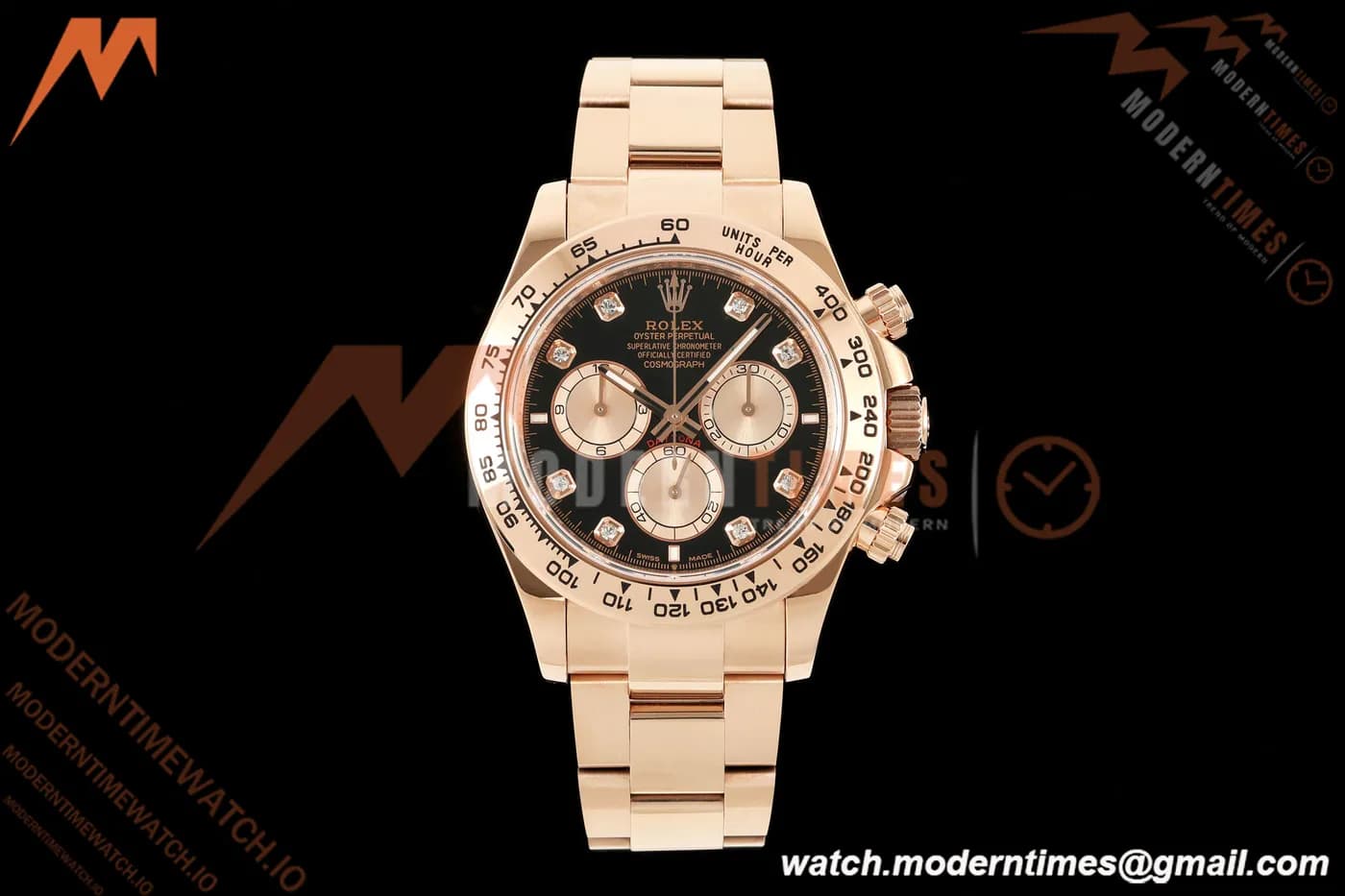 Rolex - Daytona 126505 40mm RG/RG Blk/RG Diamonds Dial UFO UF4131 Free Sprung