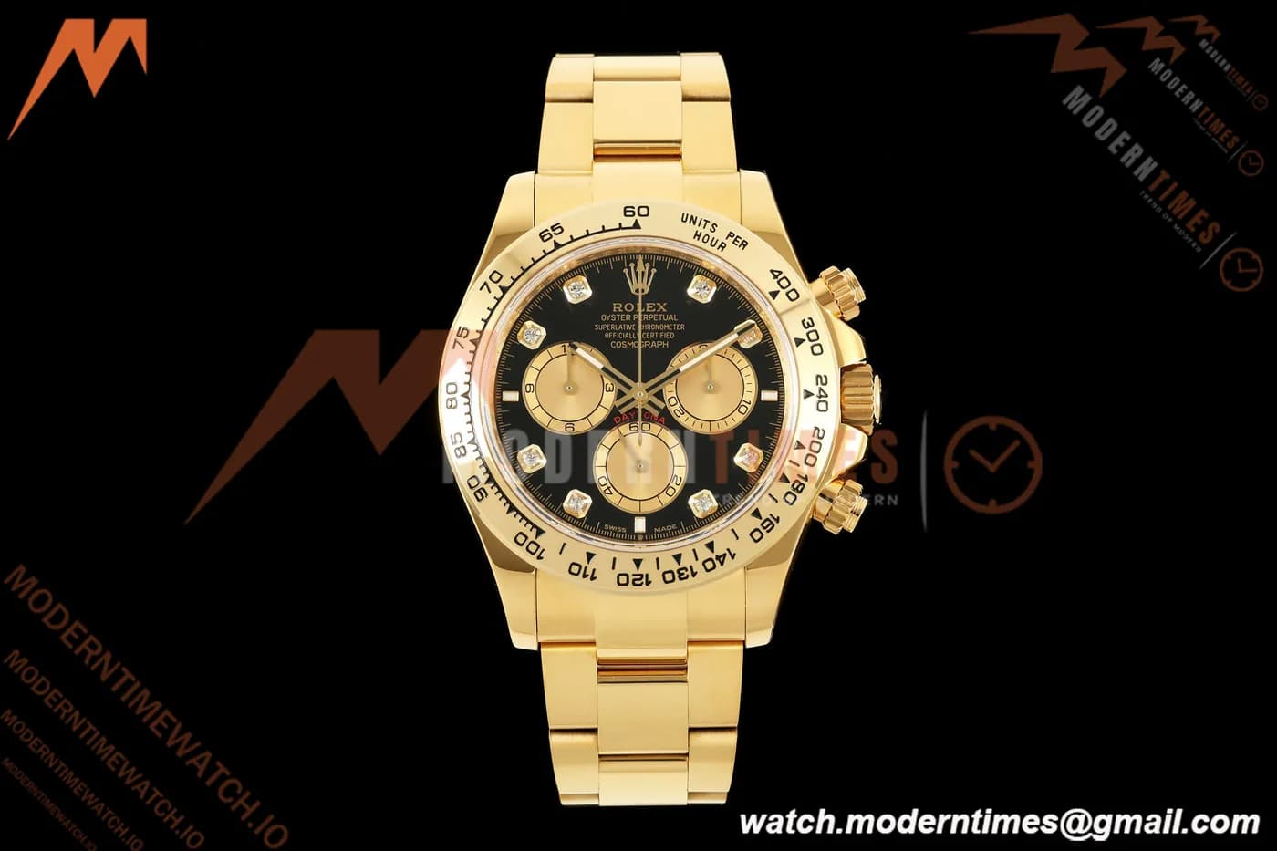 Rolex - Daytona 126508 40mm 904L YG/YG Blk/Gold Diamond Dial UFO UF4131 Free Sprung