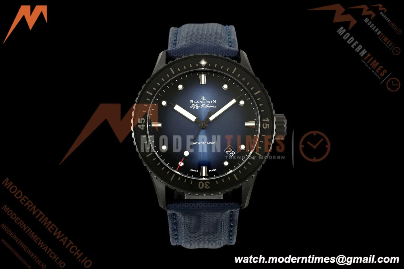 Blancpain - Fifty Fathoms 5000A 43.6mm Bathyscaphe Black Cer/NY Sunburst Blue DDDF A1315