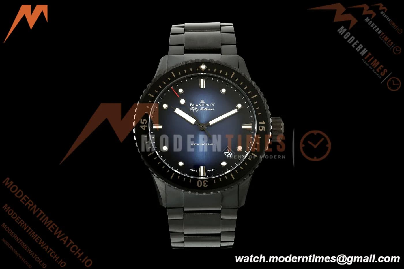 Blancpain - Fifty Fathoms 5000A 43.6mm Bathyscaphe Black Cer/Cer Sunburst Blue Dial DDDF A1315