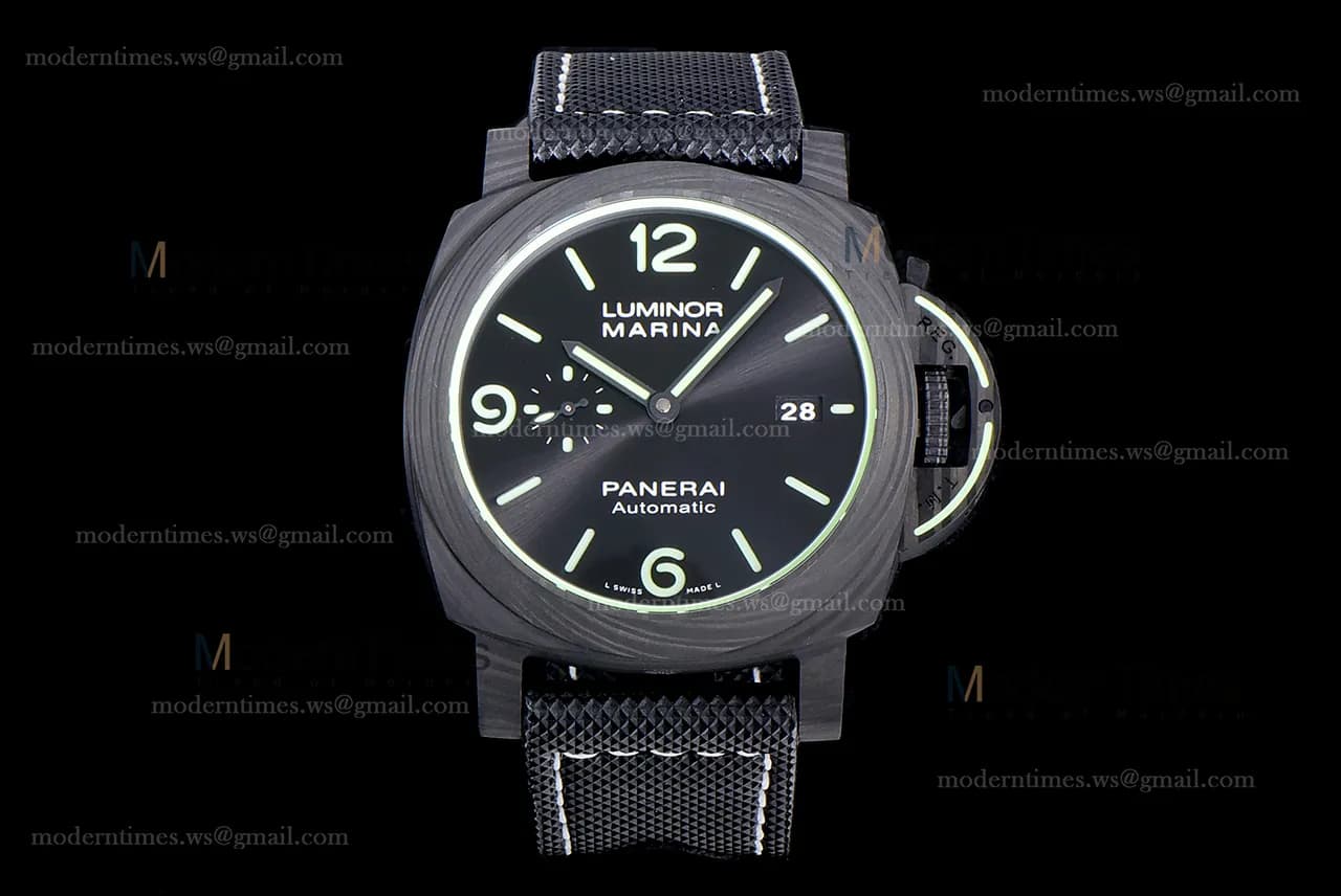 Panerai Luminor Series Carbon SS/LE Blk/Blk VSF Automatic PAM01118