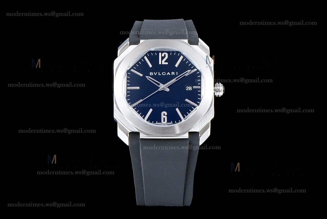 Bvlgari OCTO Series SS/RU Blu/Blk JIF Quartz 101964 BGO41BSLD
