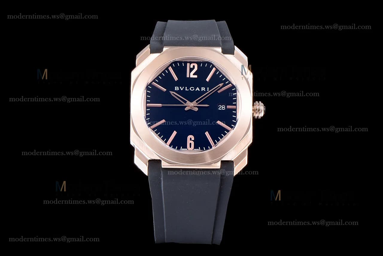 Bvlgari OCTO Series RG/RU Blk/Blk JIF Quartz 101963 BGOP41BGLD