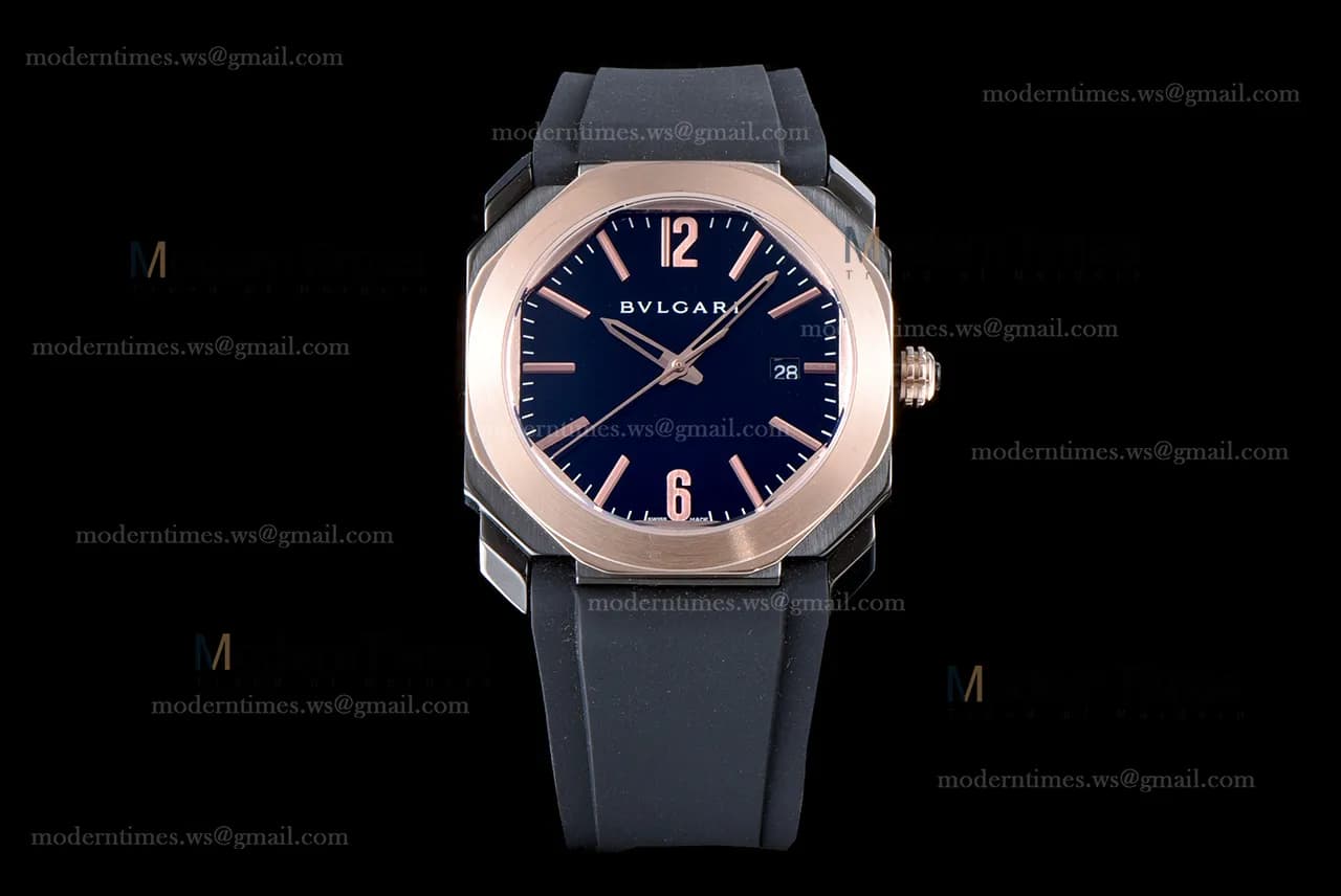Bvlgari OCTO Series RG/RU Blk/Blk JIF PVD Quartz 102485 BGO41BBSPGVD