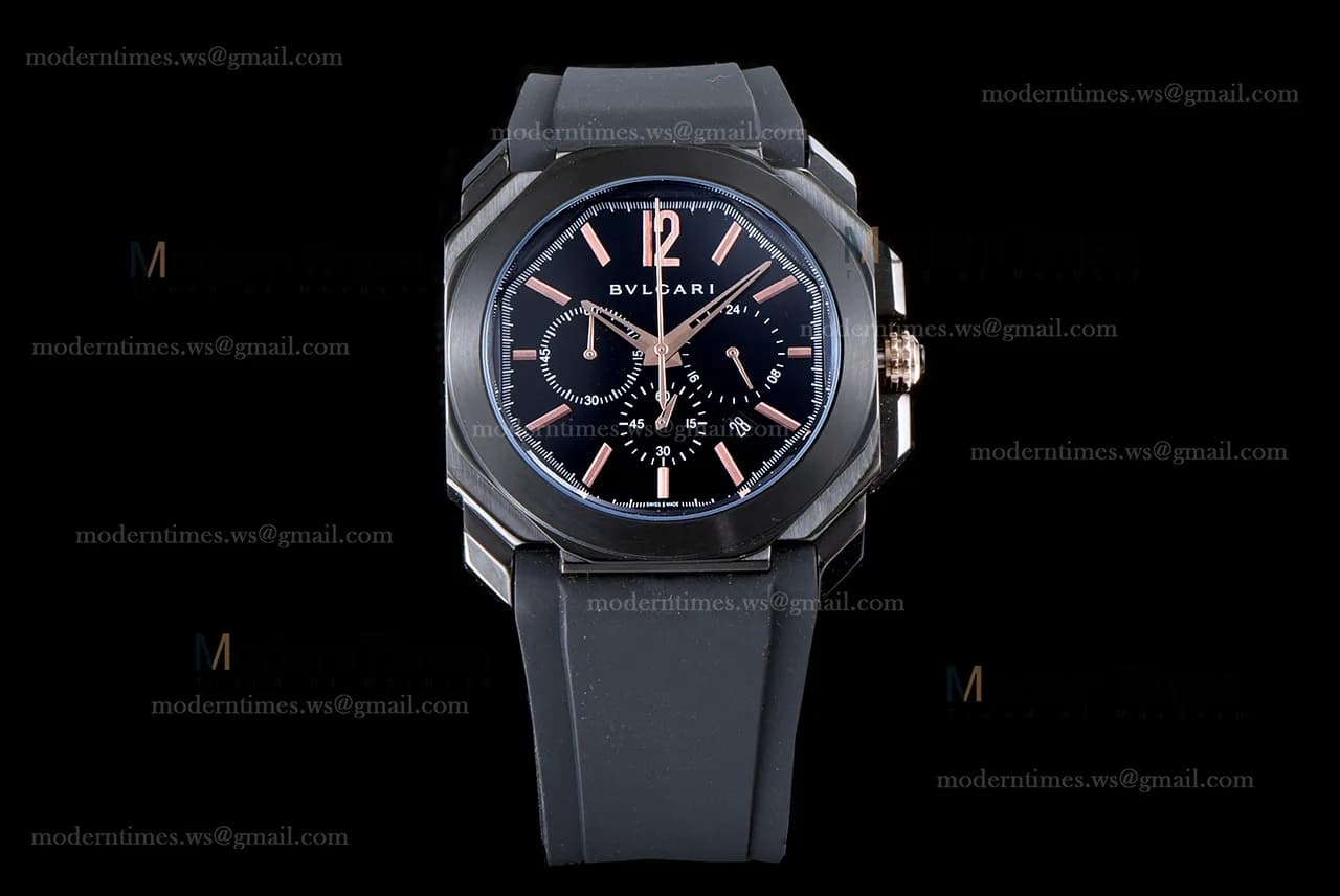 Bvlgari OCTO Series PVD/RU Blk/Blk JIF Quartz 102630
