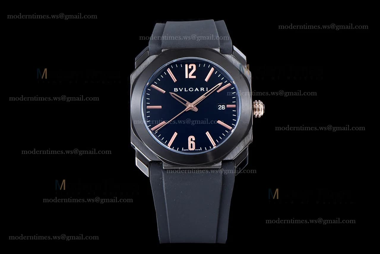 Bvlgari OCTO Series PVD/RU Blk/Blk JIF Quartz 102581 BGO41BBSVD