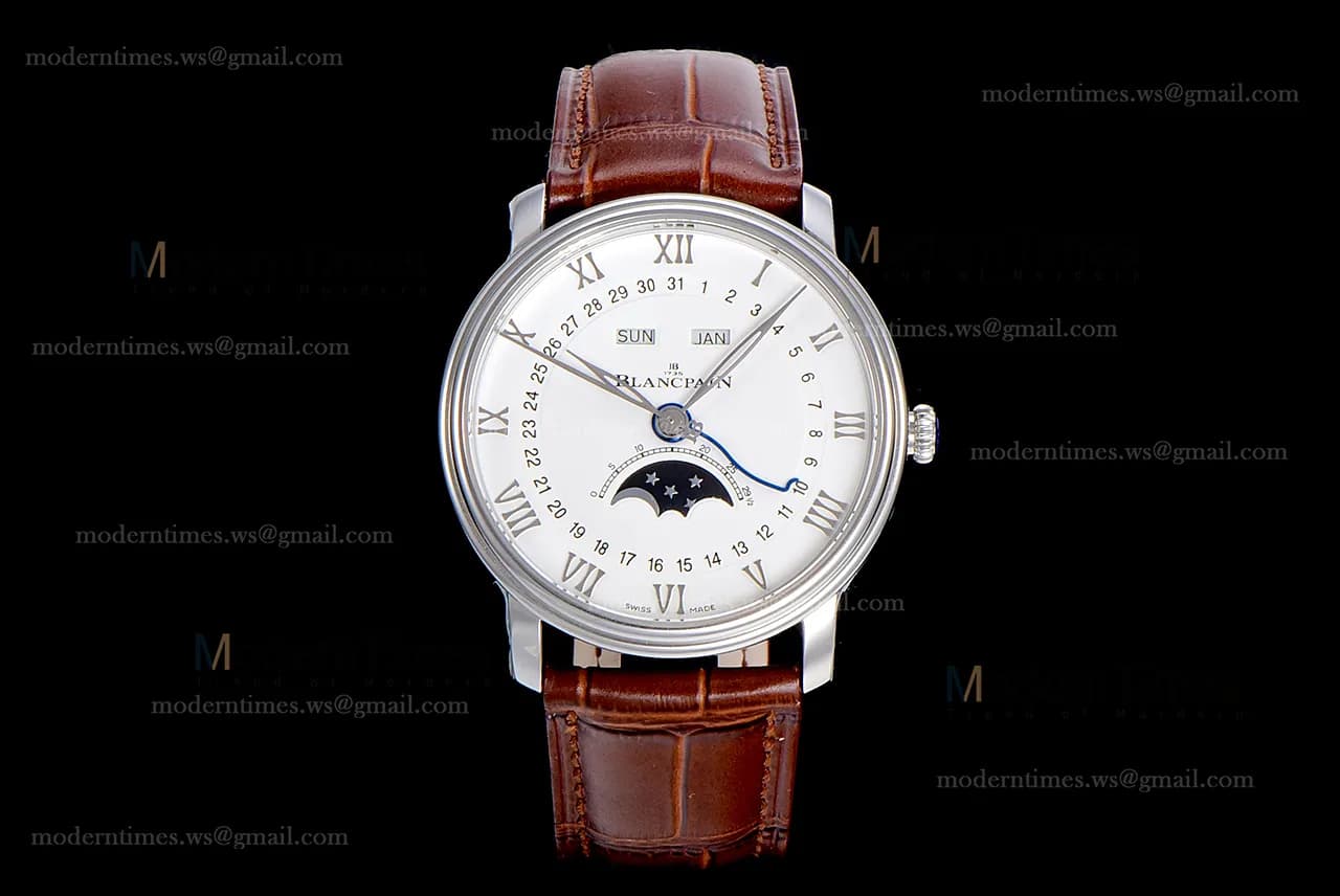 Blancpain Villeret SS/LE Wht/BroSapphire OMF Automatic 6654A-1127-55B