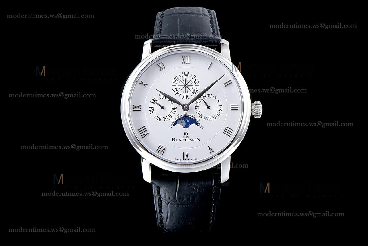 Blancpain Villeret SS/LE Wht/Blk Sapphire ZBF Automatic 6057-1542-55B