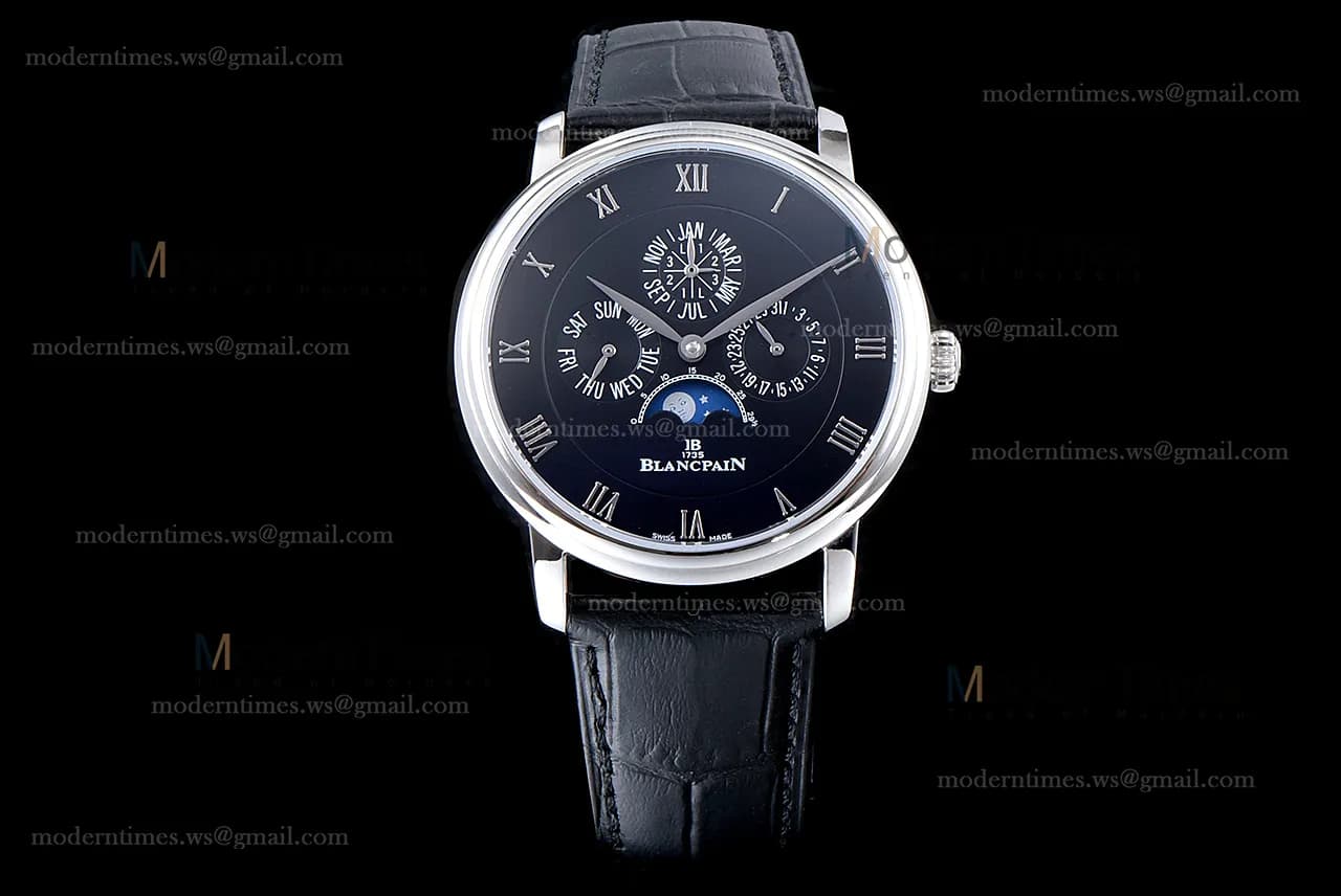 Blancpain Villeret SS/LE Blk/Blk Sapphire ZBF Automatic 6057-1542-55B