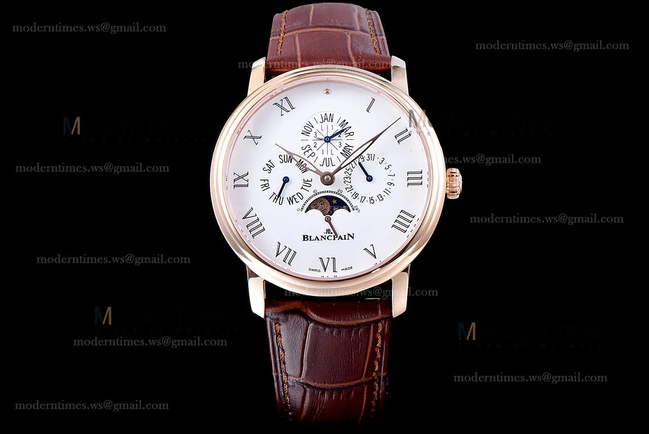 Blancpain Villeret RG/LE Wht/Bro Sapphire ZBF Automatic 6659-3631-58B