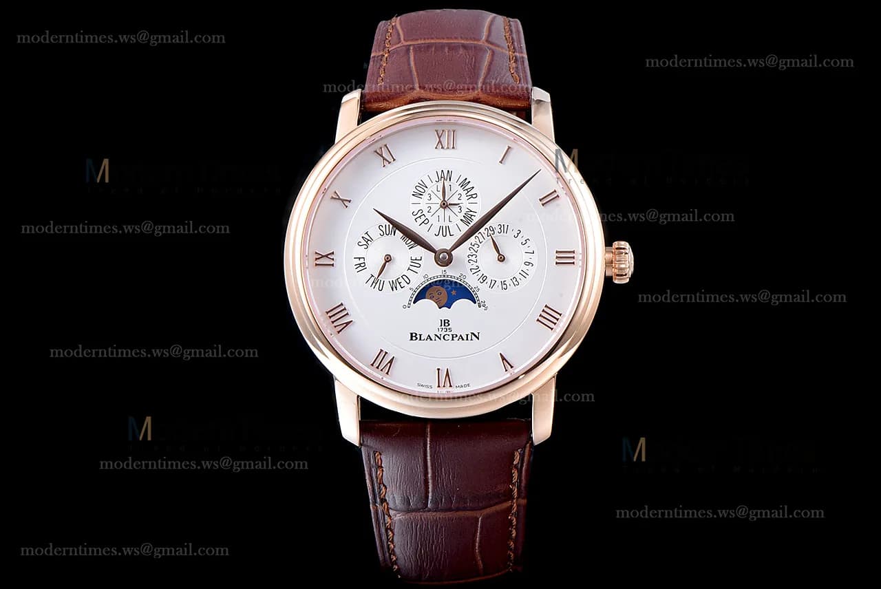 Blancpain Villeret RG/LE Wht/Bro Sapphire ZBF Automatic 6057-3642-55B