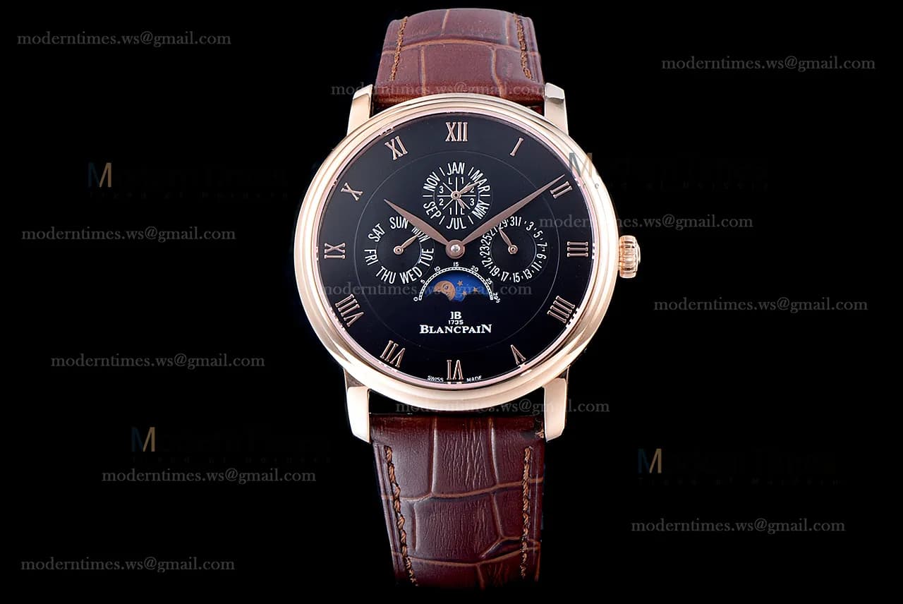 Blancpain Villeret RG/LE Blk/Bro Sapphire ZBF Automatic 6057-3642-55B