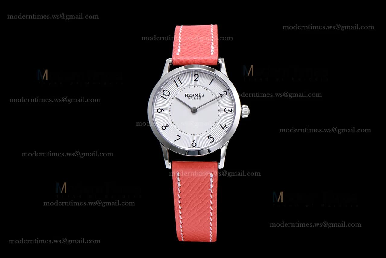Hermes Slim D Series SS/LE BVF Wht/Red Quartz