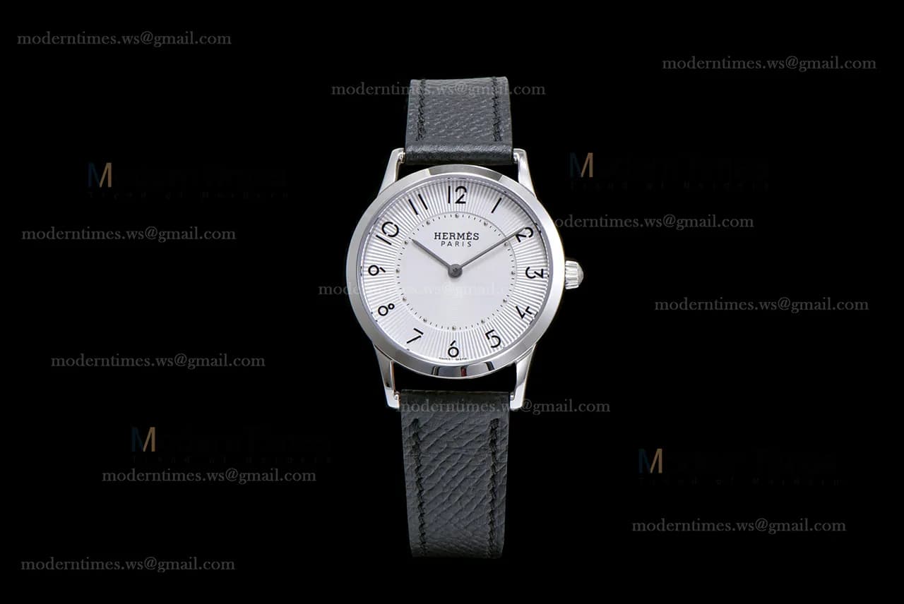 Hermes Slim D Series SS/LE BVF Wht/Blk Quartz