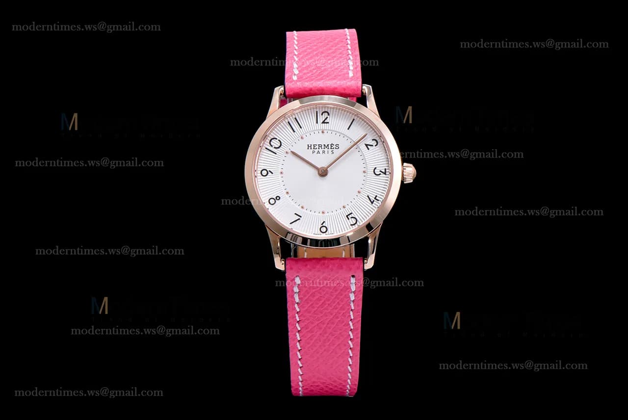 Hermes Slim D Series RG/LE BVF Wht/Pin Quartz
