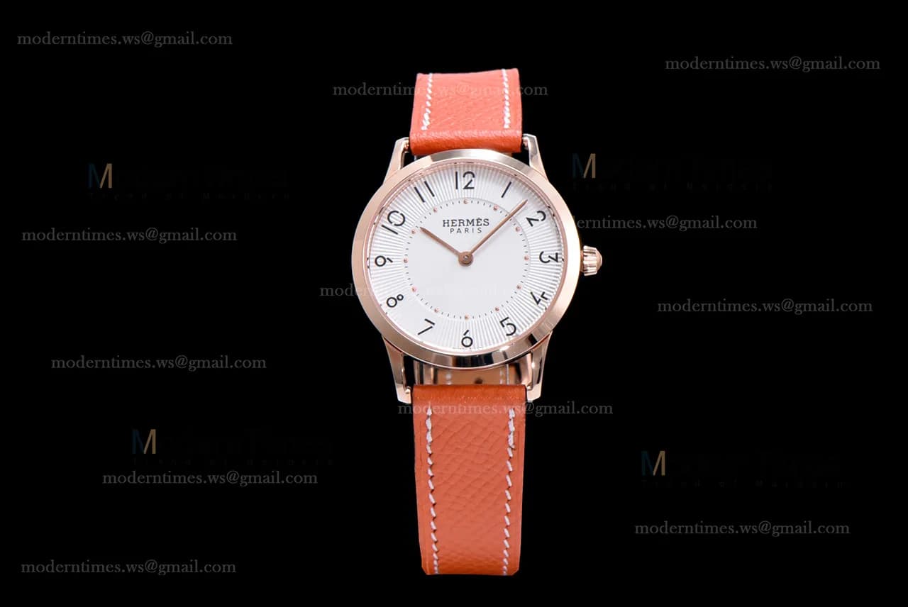 Hermes Slim D Series RG/LE BVF Wht/Bro Quartz
