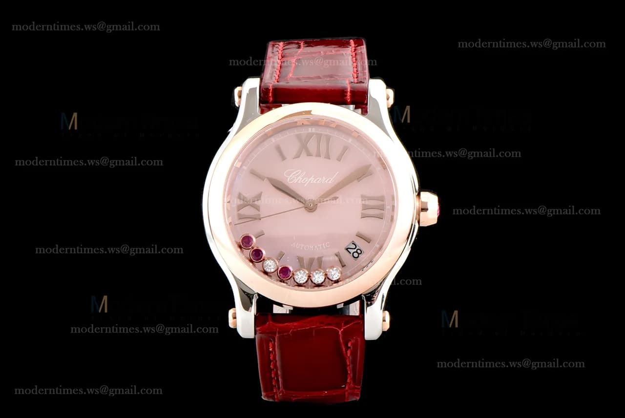 Chopard Happy Diams Sapphire RG/LE TT Pin/Red YFF ASIA2892-2 Automatic Happy Sport