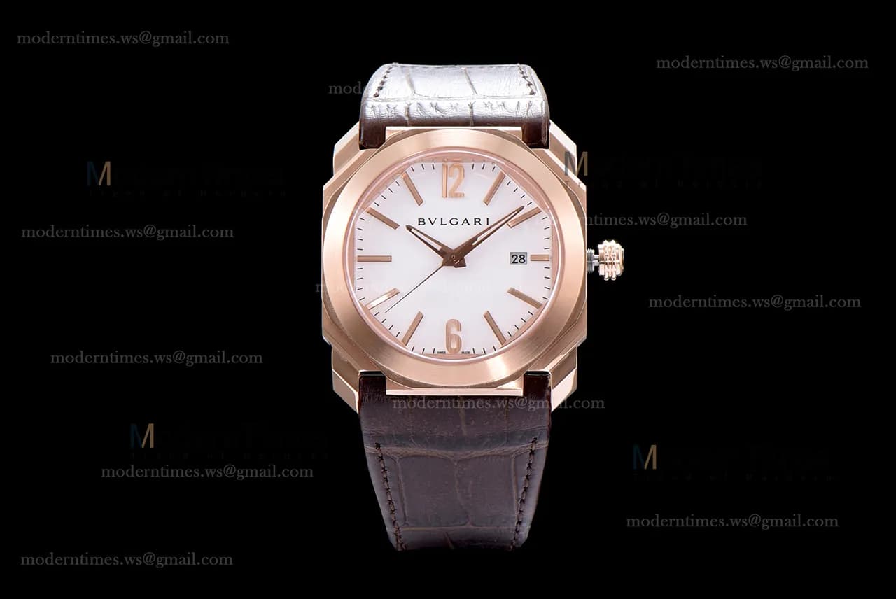 Bvlgari OCTO Series RG/LE Wht/Bro ZLO Automatic 101963 BGOP41BGLD