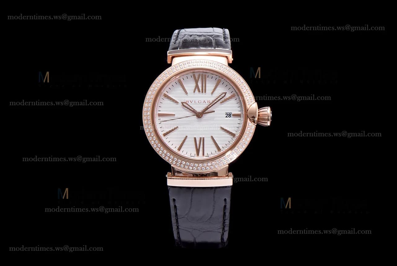 Bvlgari LVCEA Series RG/LE Wht/Blk Diams BVF Automatic
