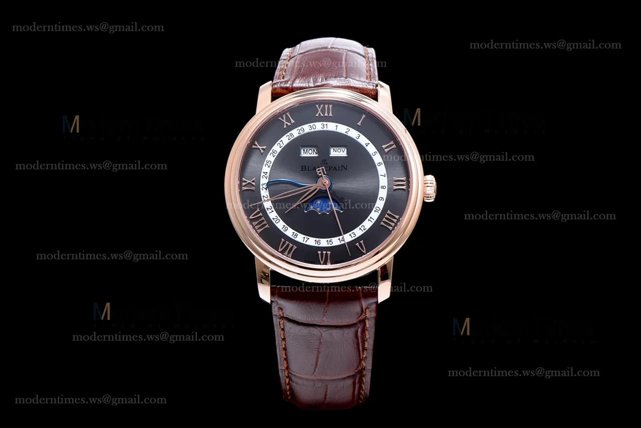 Blancpain Villeret RG/LE Blk/Bro Sapphire ZBF Automatic 6654-3613-55B