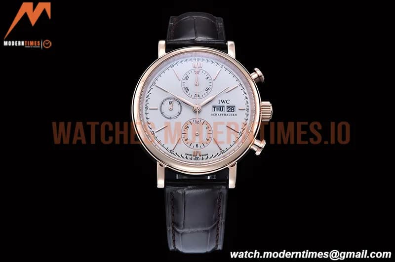 IWC - Portofino Chrono IW3910 RG/LE Wht/RG Stk TWF A7750
