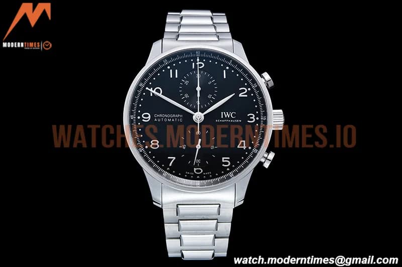 IWC - Portuguese Chrono Ed IW3716 SS/SS Blk/Num ZF A69355