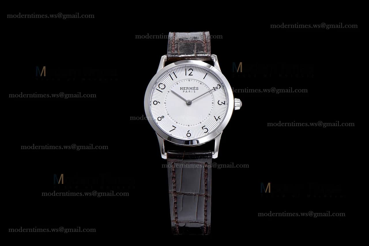 Hermes Slim D Series SS/LE BVF Wht/Blk Quartz