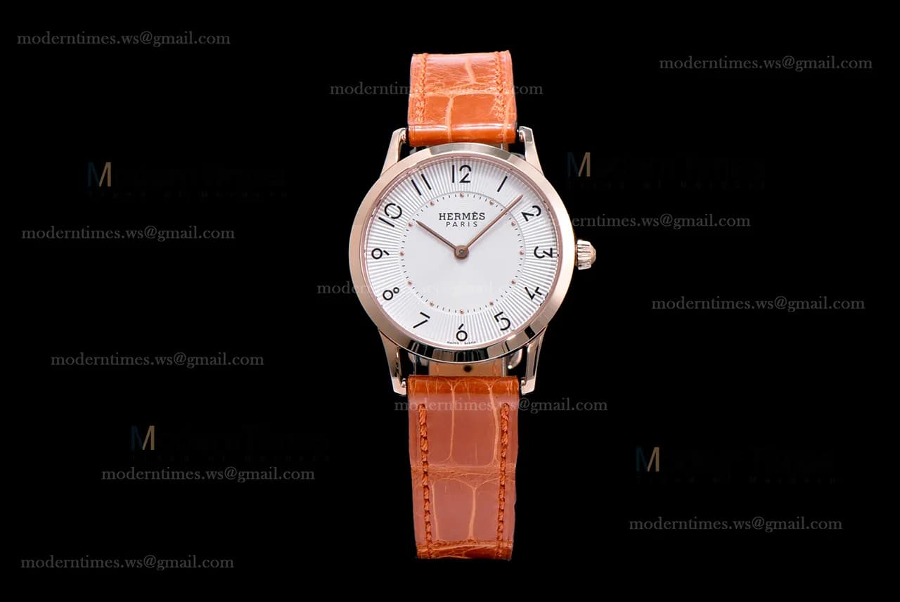Hermes Slim D Series RG/LE BVF Wht/Bro Quartz