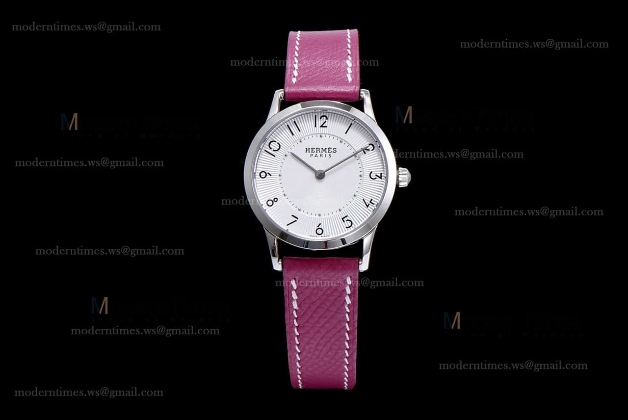 Hermes Slim D Series SS/LE BVF Wht/Red Quartz