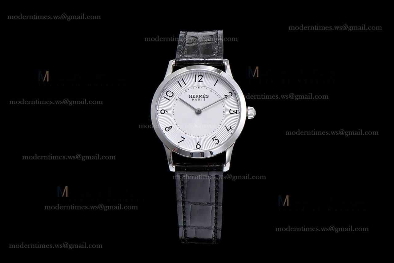 Hermes Slim D Series SS/LE BVF Wht/Blk Quartz