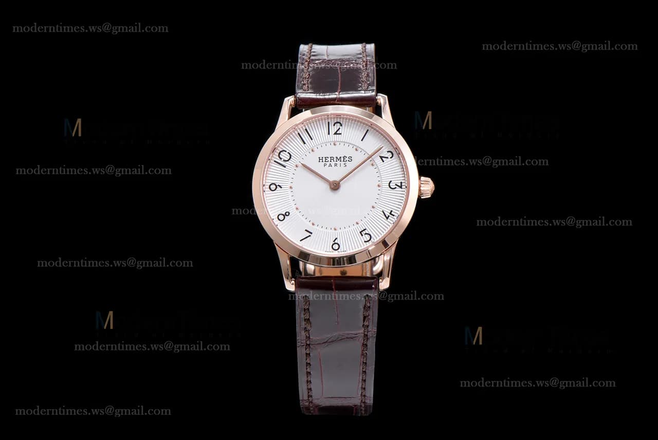 Hermes Slim D Series RG/LE BVF Wht/Bro Quartz