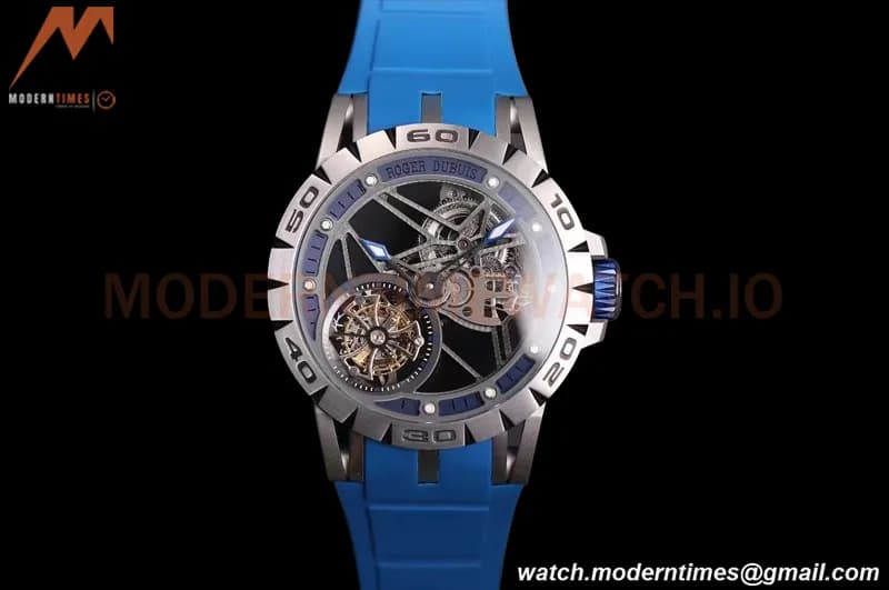 Roger Dubuis - Excalibur Spider 45mm TI/RU Blue Skeleton Flying Tourbillon JBF