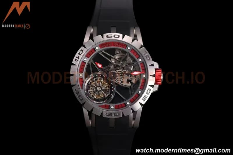 Roger Dubuis - Excalibur Spider 45mm TI/RU Black/Red Skeleton Flying Tourbillon JBF