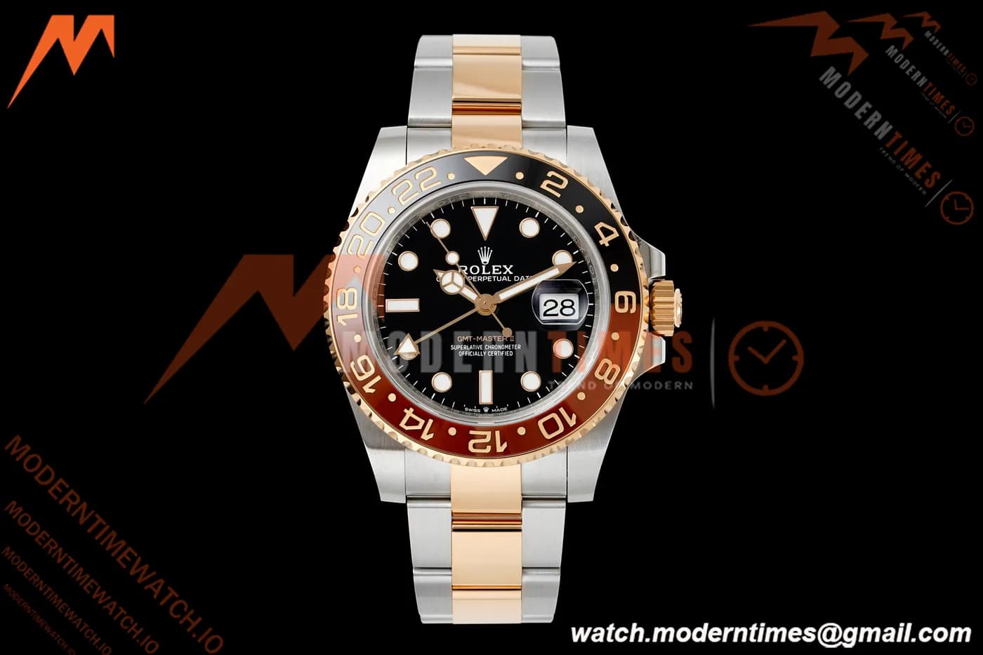 Rolex - GMT II 126711CHNR Rootbeer Gain Weight Oys 40mm 904L RG/SS Black VSF DD3285 CHS
