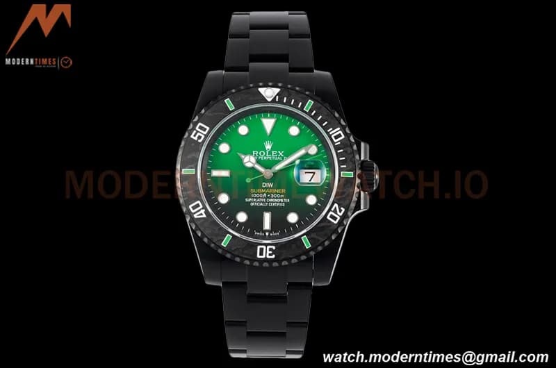 Rolex - Submariner Parakeet 40mm 904L DLC/DLC Green/Black DIWF A3135