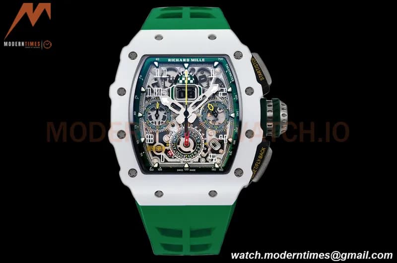 Richard Mille - RM11-03 Le Mans Classic Flyback Chrono Wht-Cer/Ru Green/Ske KVF V5 A7750