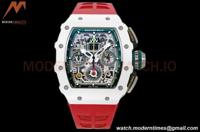 Richard Mille - RM11-03 Le Mans Classic Flyback Chrono Wht-Cer/Ru Red/Ske KVF V5 A7750