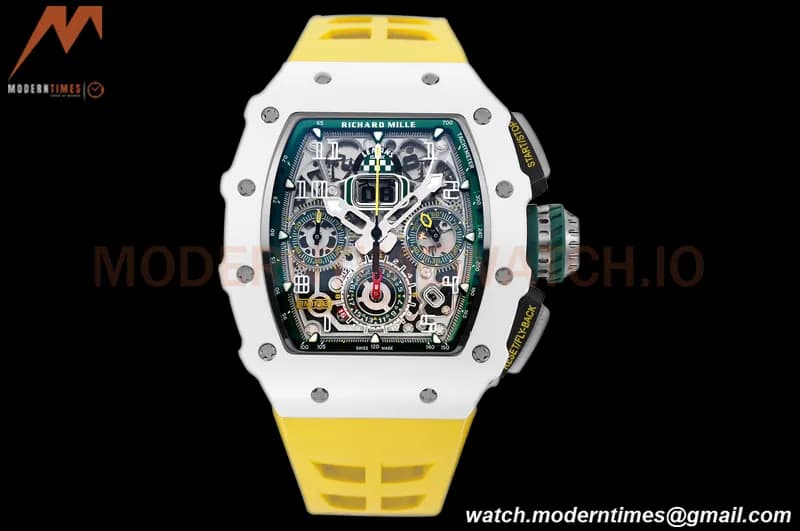 Richard Mille - RM11-03 Le Mans Classic Flyback Chrono Wht-Cer/Ru Yelw/Ske KVF V5 A7750