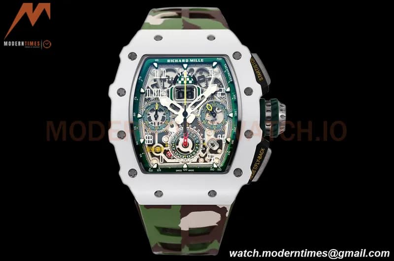 Richard Mille - RM11-03 Le Mans Classic Flyback Chrono Wht-Cer/Ru Camou/Ske KVF V5 A7750