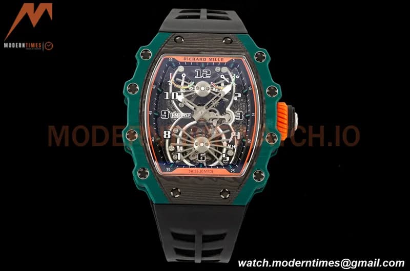 Richard Mille - RM021-02 Tourbillon CF/RU Green Black Skeleton RMF Tourb