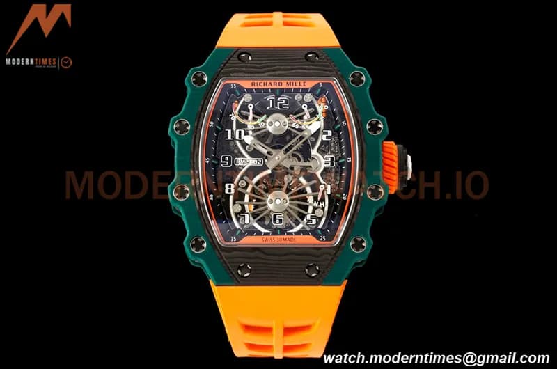 Richard Mille - RM021-02 Tourbillon CF/RU Green Orange Skeleton RMF Tourb