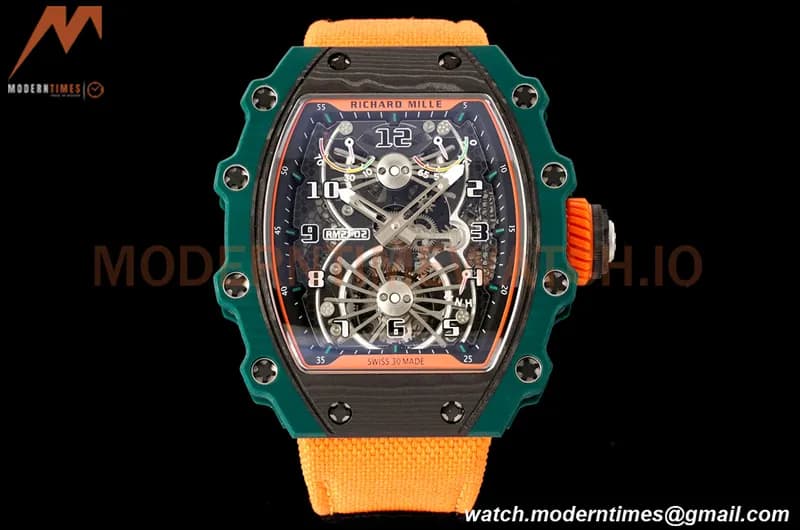 Richard Mille - RM021-02 Tourbillon CF/NY Green Orange Skeleton RMF Tourb