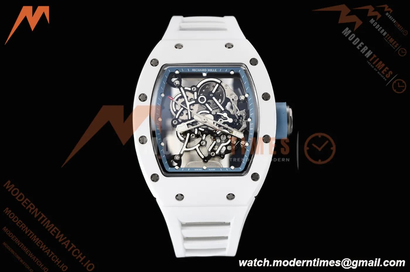 Richard Mille - RM055 Bubba Watson White CER/RU Blu/Blk Rehaut Skeleton SZF RMUL2