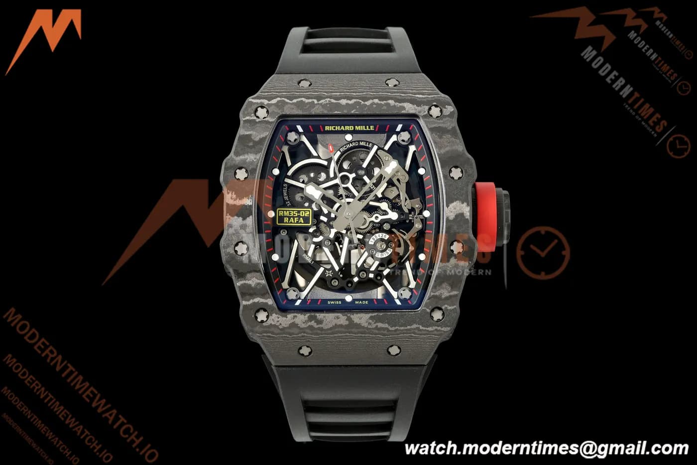 Richard Mille - RM35-02 Custom Made Black NTPT MOD Case FC/RU Blk/Blk Skeleton VAF RMAL1 Free Sprung