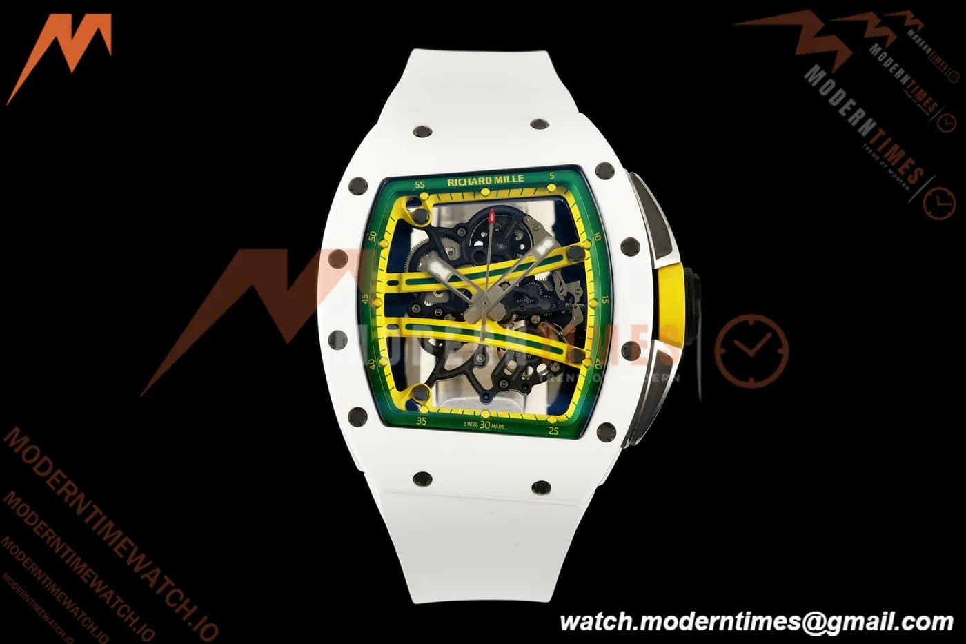 Richard Mille - RM061 Asian Limited Edition White Ceramic Wht/Grn/Yelw Skeleton UMI Free Sprung Titanium RMUL2