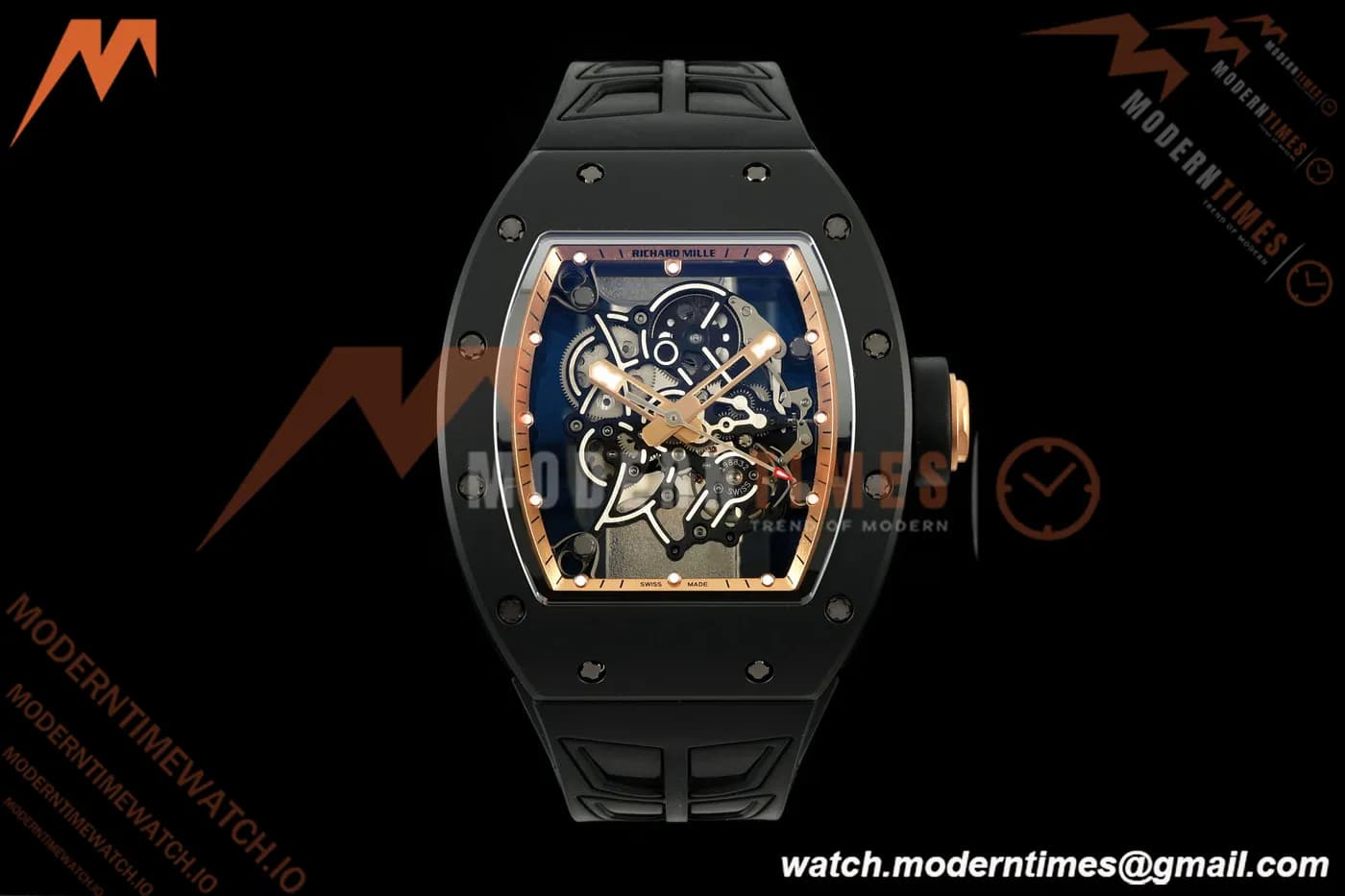Richard Mille - RM055 Bubba Watson Asia Edition Black CER/RU BLK/RG Rehaut Skeleton UMI RMUL2 Free Sprung