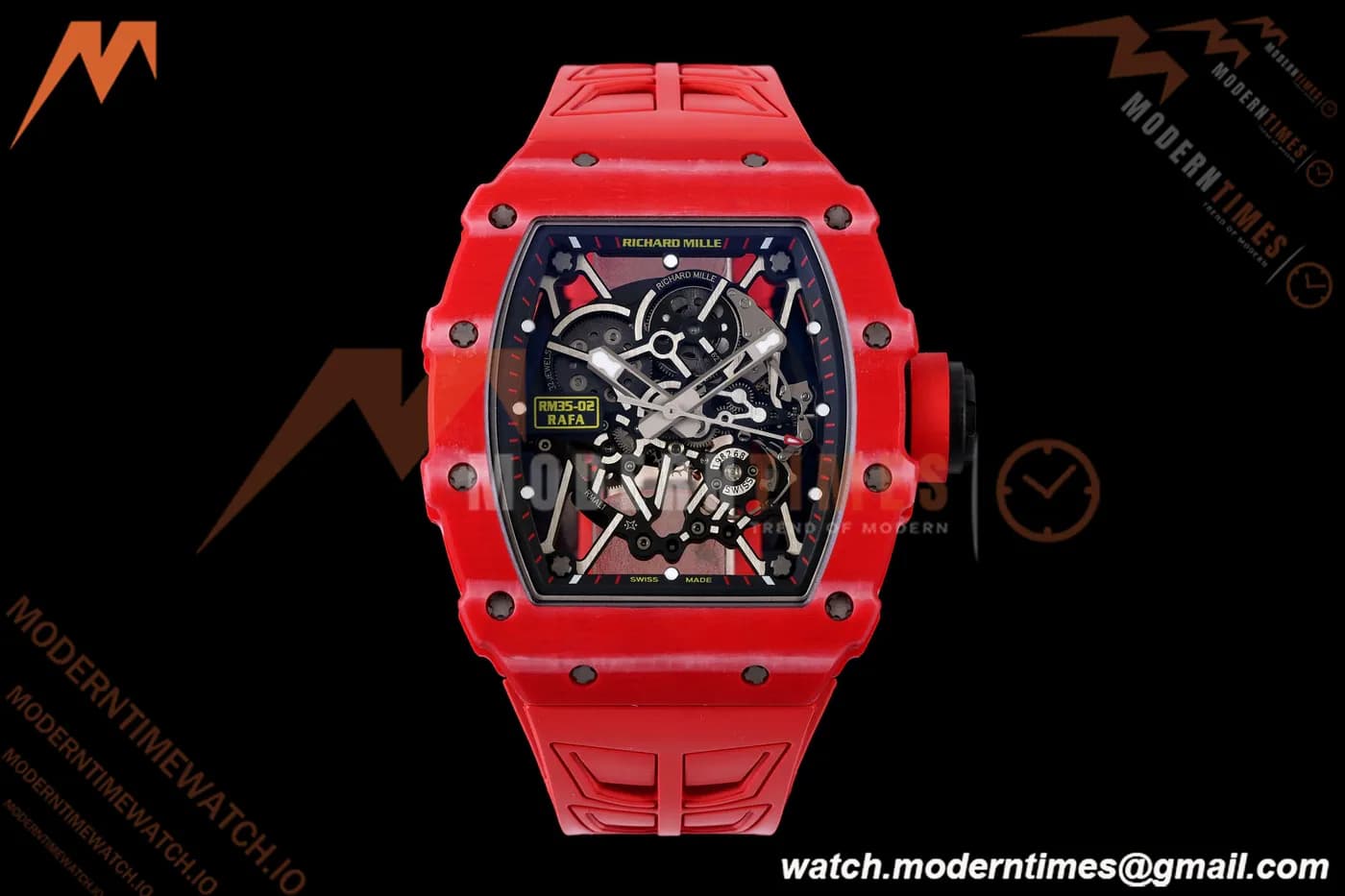 Richard Mille - RM35-02 Rafael Nadal Red/Red NTPT Skeleton Dial UMI RMAL1 Free Sprung